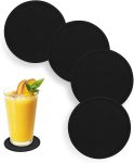 Anti-Slip Reusable Drink Coasters Set - Non Slip Silicone Coasters Protect Desk from Heat and Scratch Damage (4 Pack, Black)