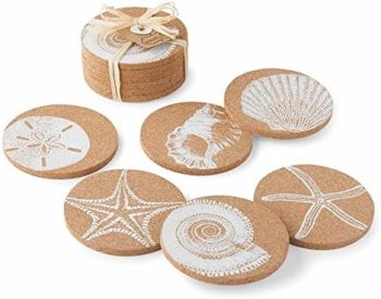 Sea Shell Printed Cork Coasters - Set of 6