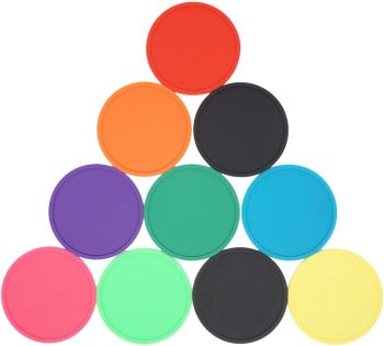 4" Non Slip Coasters Heat Insulation Colorful Unique Slice Silicone Drink Cup Mat,Anti-Slip Cup Coasters Protect Furniture and Table from Water Marks and Scratch Damage.Mixed Color(10pcs)