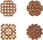 Bamboo Trivet Mats for Hot Dishes, Set of 4 Pot Holders for Hot Pots and Pans,Non-Slip & Heat-Resistant Counter Mats for Tables, Countertops, Spoon Holders and Large Coasters