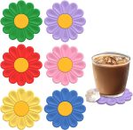 Silicone Coasters Set of 6, Cute Non-Slip Drink Coasters for Hot & Cold Drinks, Durable Thick Double-Sided, Table & Desk Protection, Beer, Coffee, Bar, Home (6 Vibrant Mixed Colors)