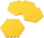 Beehive-Shaped Silicone Drink Coasters - Non-Slip, Anti-Stain, Heat-Resistant, Reusable Coasters for Drinks, Yellow, 3.75 x 4.25 Inches, Set of 4