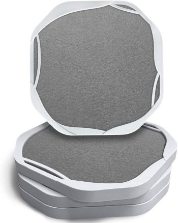 Absorbent Drink Coasters for Tabletop Protection | Silicone Coasters for Drinks Absorbent with Felt Pads | Cup Mat for Coffee, Beer, Wine | Non-Slip, Unbreakable and Kid Safe | Grey Set of 4