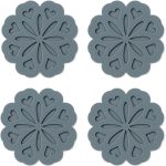 Set of 4 Silicone Trivet Mat - Hot Pot Holder Hot Pads for Table & Countertop - Trivet for Hot Dishes - Non-Slip & Heat Resistant Modern Kitchen Hot Pads for Pots & Pans, Grey