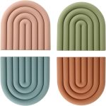 Trivets for Hot Dishes, Colorful Silicone Trivet Mats, Heat Resistant Pot Holders, Multipurpose Non-Slip Hot Pads for Kitchen Potholders, Silicone Trivets for Pot Pan Protectors, Coasters, 6", 4 Pack