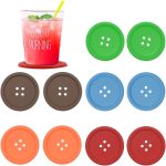 10Pcs Silicone Drink Coaster,Colorful Round Button Shaped Cup Cushion Holder,Coffee Drink Mat,Heat Insulation Pad with Deep Grooved and Non-Slip Placemat