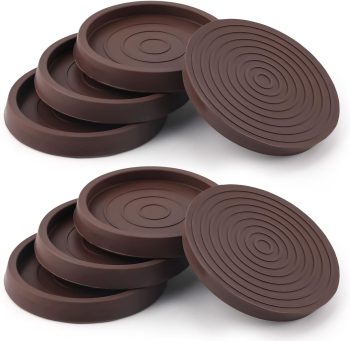 8PCS Non Slip Furniture Pads, 2.5inch/6.4cm Round Furniture Coasters Bed Stoppers Rubber Furniture Feet Silicone Chair Leg Protectors for Bed, Cabinet, Sofa, Chair, Table, Piano (Brown)