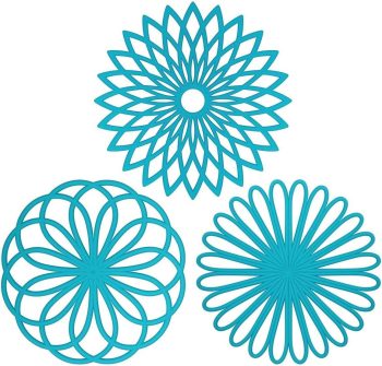 Silicone Trivet Mat - Kitchen Hot Pads for Pots & Dish - Insulated Teapot Trivet - Flexible, Durable, Non-Slip Large Coasters 3 Set Light Blue