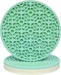 Silicone Drink Coasters Set of 4, Cute Grooved Absorbent Coasters for Drinks Cup Coffee Table Decor Home Decor, Non-Slip Non-Stick, 4 Inches