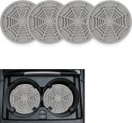 4PCS Silicone Car Coasters,Unique Spider Web Non-Slip Car Cup Holder Coaster Car Interior Accessories,Universal 2.75 Inch Car Drink Coaster for Women Men (Grey)