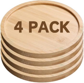 4 Pcs Bamboo Wooden Trivets - 6 Inch Heat Resistant Round Coasters Pads for Hot Dishes Pots - 2 Sided Kitchen Table Countertop Cookware Holder Accessories - Hardwood Standing Protectors