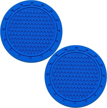 2PCS Car Cup Holder Coaster, Non-Slip Cup Holders Embedded in Ornaments Coaster, 2.75 Inch Universal Recessed Car Interior Accessories (Blue)