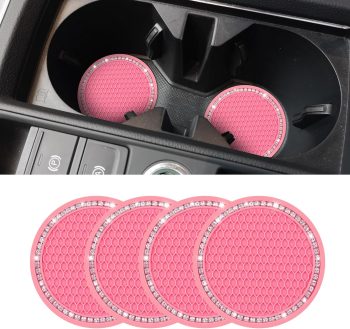 Car Cup Coaster, Anti Slip Shockproof Embedded Drink Mat, Silicone Universal Cup Holder Insert, 2.75 Inch Universal Non-Slip Cup Holders Car Accessories Interior for Women and Men