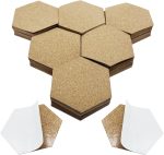 Self-Adhesive Mini Cork Tiles Mat for Coasters, Hexagon Cork Backing Sheets (60 PCS)