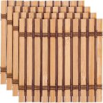 Premium Bamboo Slat Coasters - 4.25" x 4.25" - Dark Tan - 12 Pieces